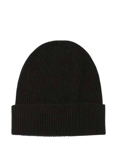 Kangra Cashmere Ribbed Cashmere Beanie In Black