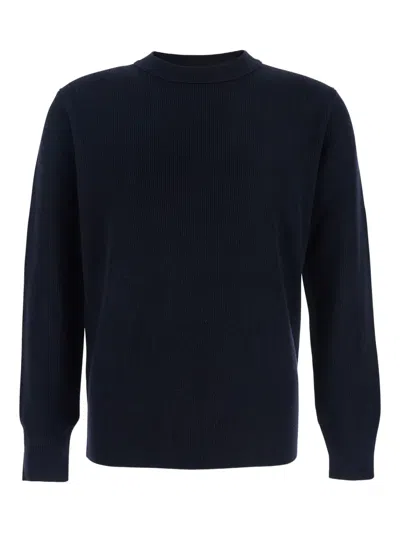 Kangra Cashmere Ribbed Crew-neck Sweater In Blue