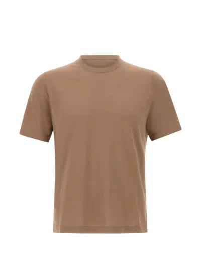 Kangra Cashmere Ribbed Crew-neck Knitted T-shirt In Brown