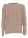 Kangra Cashmere Ribbed Crewneck Sweater In Brown