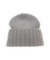 Kangra Cashmere Ribbed Cuff Cashmere Beanie With Plush Texture In Gray