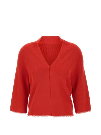 Kangra Cashmere Ribbed Fringed-hem Cardigan In Red