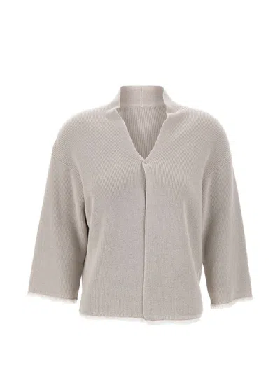 Kangra Cashmere Ribbed Fringed-trim Cardigan In Neutral