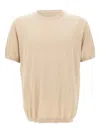 Kangra Cashmere Ribbed Short-sleeve Top In Neutral