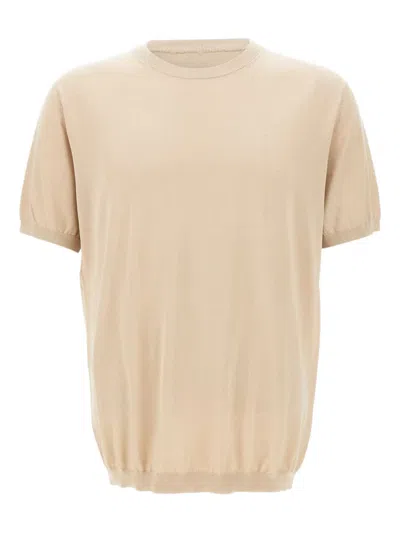 Kangra Cashmere Ribbed Short-sleeve Top In Neutral