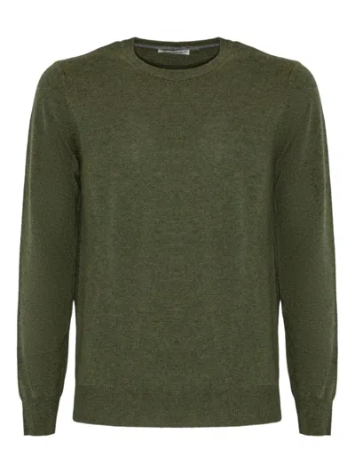 Kangra Cashmere Ribbed-trim Crew-neck Sweater In Green