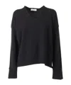 Kangra Cashmere Sweater With Rhinestone Trimmings On The Cuffs In Black