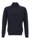 Kangra Cashmere Ribbed Zip-up Cardigan In Blue