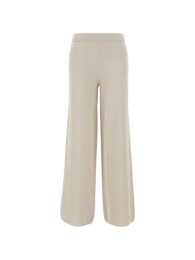 Kangra Cashmere Ribbed-edge Palazzo Pants In Neutral