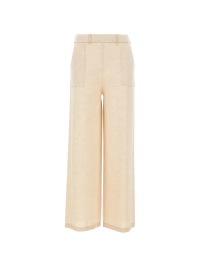 Kangra Cashmere Ribbed-edge Palazzo Pants In Neutral