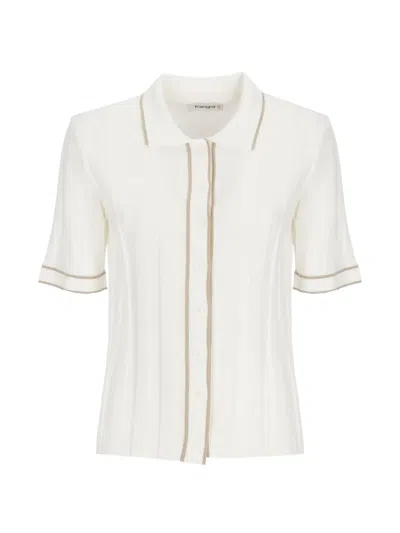 Kangra Cashmere Ribbed-knit Contrast-trim Shirt In White