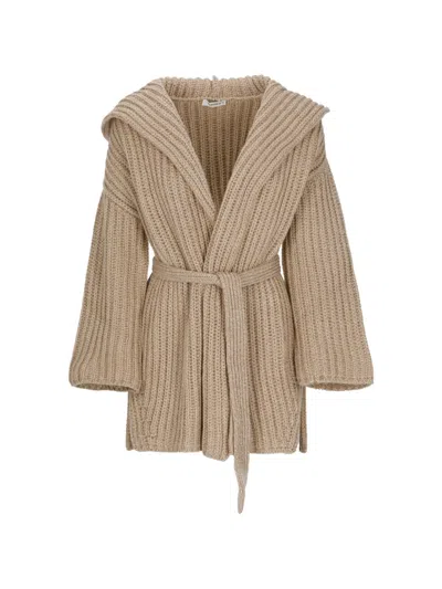 Kangra Cashmere Ribbed-knit Hooded Cardigan In Neutral