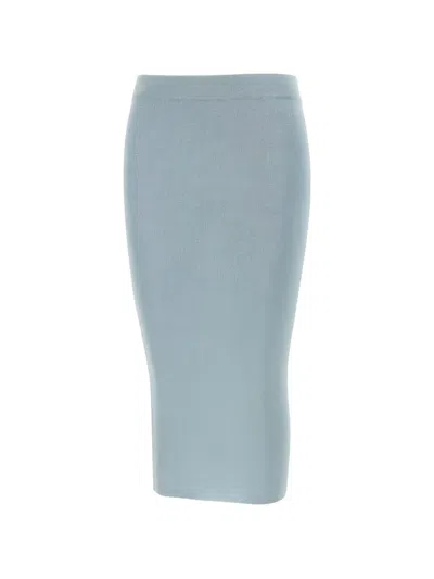 Kangra Cashmere Ribbed-knit Lurex-blend Skirt In Blue