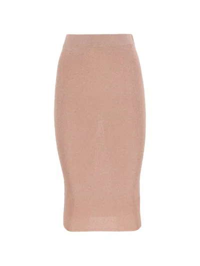 Kangra Cashmere Ribbed-knit Midi Skirt In Pink
