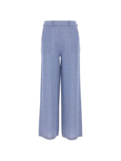 Kangra Cashmere Ribbed-knit Palazzo Pants In Blue