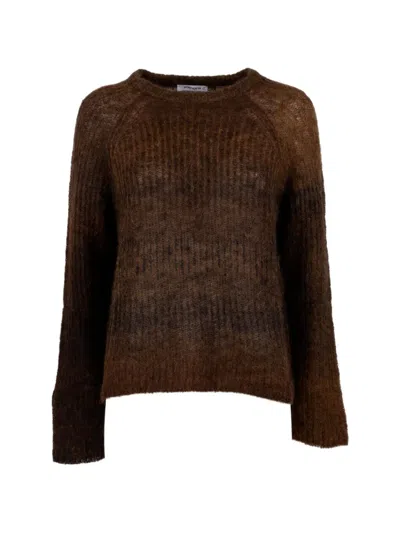 Kangra Cashmere Ribbed-knit Raglan-sleeve Sweater In Brown