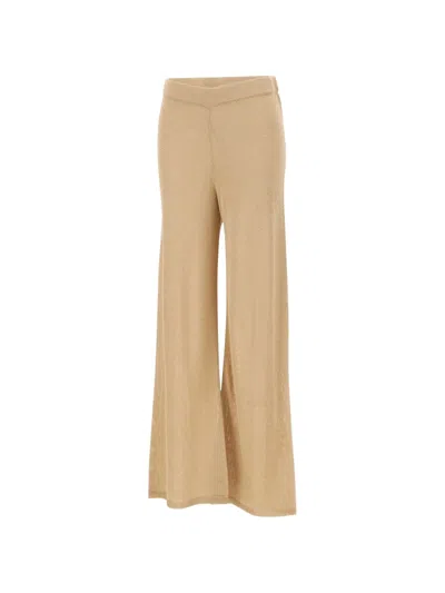 Kangra Cashmere Ribbed-trim Straight-leg Pants In Nude
