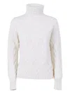 Kangra Cashmere Roll-neck Diamond-pattern Sweater In White