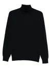 Kangra Cashmere Classic Turtleneck Sweater In Wool-cashmere Blend In Black