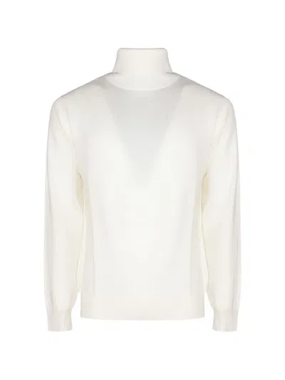 Kangra Cashmere Roll-neck Ribbed-trim Sweater In White