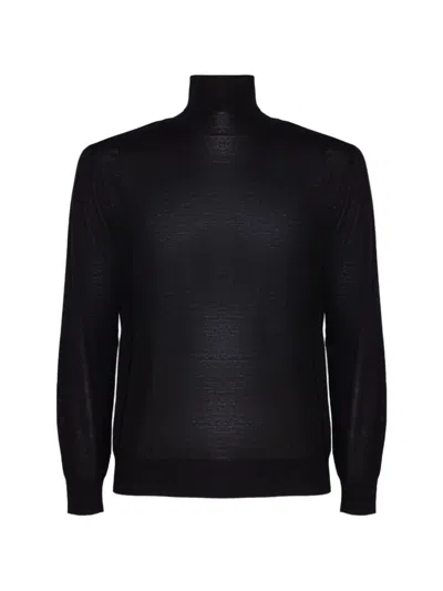 Kangra Cashmere Roll-neck Stockinette-stitch Sweater In Black