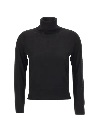 Kangra Cashmere Roll-neck Wool Sweater In Black