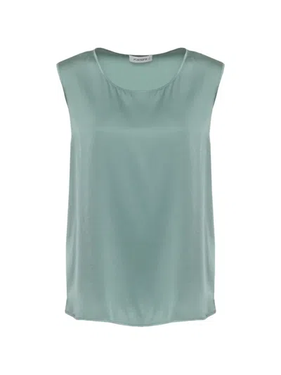 Kangra Cashmere Satin-finish Sleeveless Top In Green