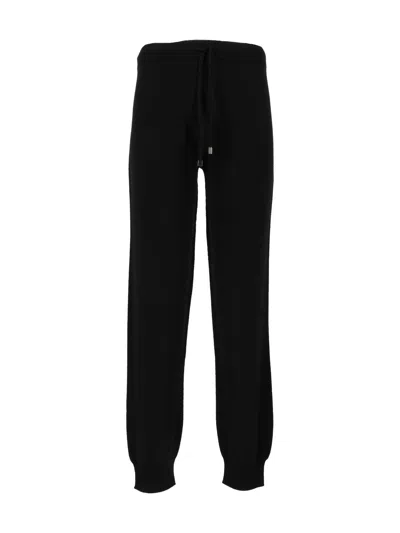 Kangra Cashmere Seamless Drawstring Track Pants In Black