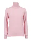 Kangra Cashmere Seamless Regular Fit Turtleneck Sweater In Pink