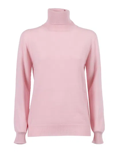 Kangra Cashmere Seamless Regular Fit Turtleneck Sweater In Pink
