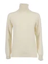 Kangra Cashmere Seamless Regular Fit Turtleneck Sweater In White
