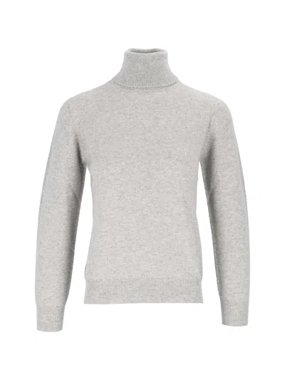 Kangra Cashmere Seamless Rollneck Fleece Turtleneck Sweater In Gray