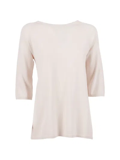 Kangra Cashmere Seamless Three-quarter Sleeve T-shirt In Neutral