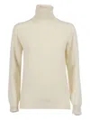 Kangra Cashmere Seamless Turtleneck Sweater In White