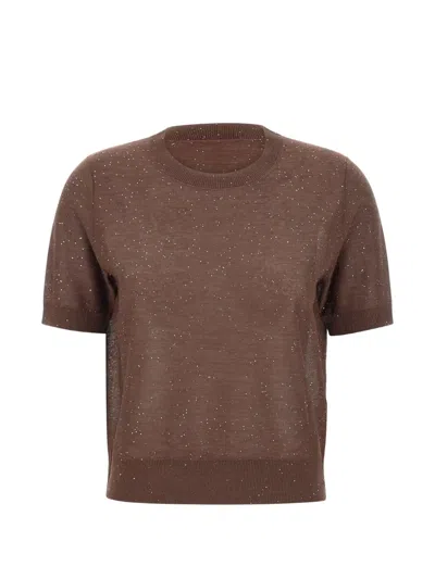 Kangra Cashmere Sequin Sweater In Brown