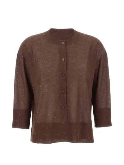 Kangra Cashmere Sequin-embellished Buttoned Cardigan In Brown