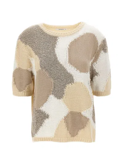 Kangra Cashmere Sequin-embellished Patchwork Sweater In Neutral