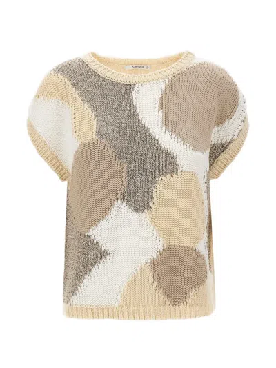 Kangra Cashmere Sequin-embellished Patchwork Sweater In Neutral