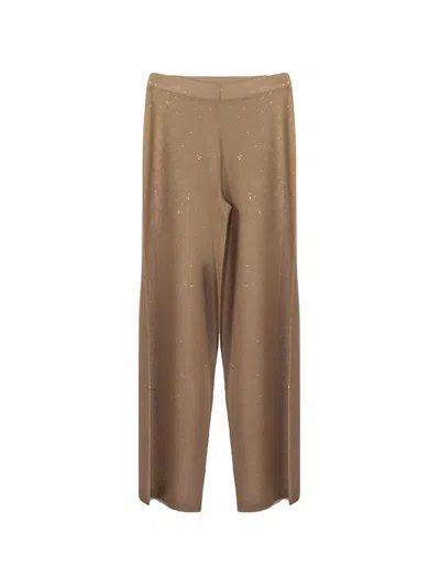 Kangra Cashmere Sequin-embellished Trousers In Brown