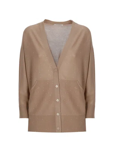 Kangra Cashmere Sequin-embellished V-neck Cardigan In Nude