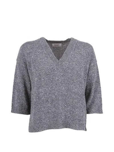 Kangra Cashmere Sequin-embellished V-neck Sweater In Gray