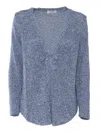 Kangra Cashmere Sequin-embellished Relaxed Fit Jacket With Deep V-neckline In Blue