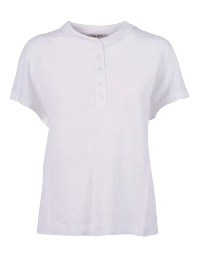 Kangra Cashmere Serafino In Jersey Di Lino Con Bottoni In White