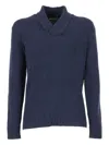 Kangra Cashmere Shawl-collar Sweater In Blue