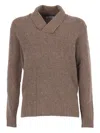 Kangra Cashmere Shawl-collar Wool-cashmere Blend Sweater In Brown
