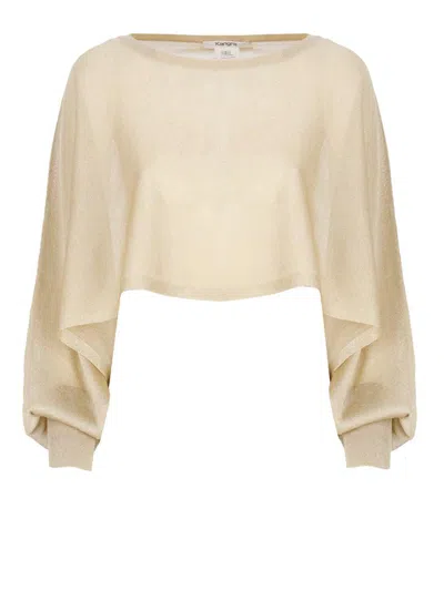 Kangra Cashmere Kangra Gold Lurex Blouse In Brown