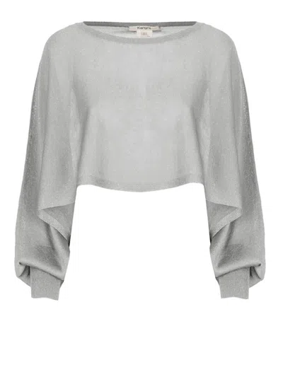Kangra Cashmere Kangra Silver Lurex Blouse In Gray