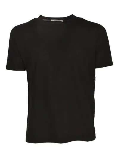 Kangra Cashmere Short-sleeve Crew-neck T-shirt In Black