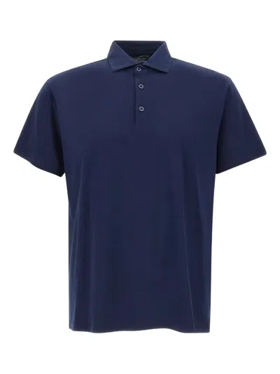 Kangra Cashmere Short-sleeve Polo Shirt In Blue