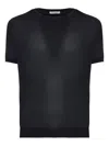 Kangra Cashmere Short-sleeve Ribbed-trim Wool Sweater In Black